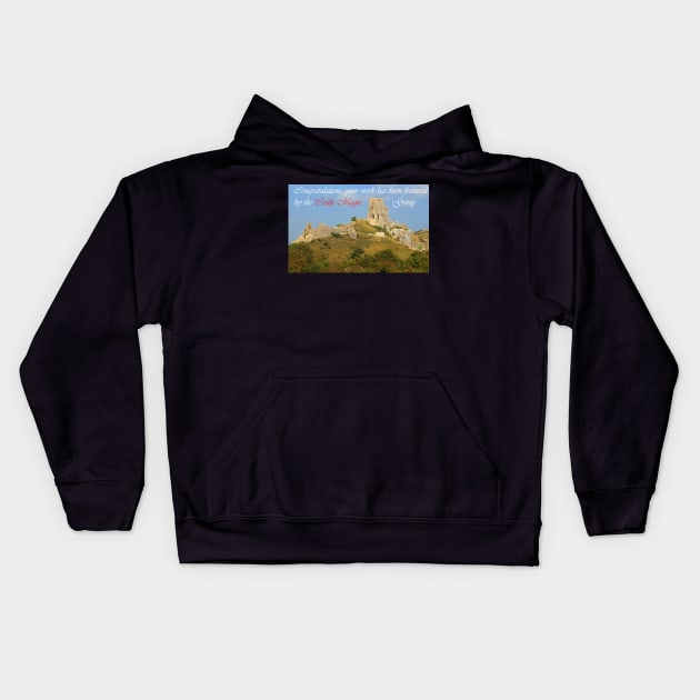 Corfe Castle Banner Kids Hoodie by RedHillDigital